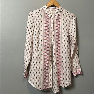 Boden White and Red Patterned Button Down Shirt